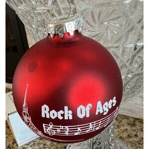 Bronner’s  "Rock Of Ages” Christmas Ornament Red/White Vintage